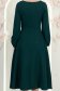 Rochie din stofa elastica verde-inchis midi in clos cu brosa in forma de floare cu buzunare 6 - StarShinerS.ro