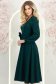 Rochie din stofa elastica verde-inchis midi in clos cu brosa in forma de floare cu buzunare 2 - StarShinerS.ro