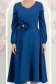 Rochie din stofa elastica albastra midi in clos cu brosa in forma de floare cu buzunare 5 - StarShinerS.ro