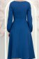 Rochie din stofa elastica albastra midi in clos cu brosa in forma de floare cu buzunare 6 - StarShinerS.ro