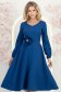Rochie din stofa elastica albastra midi in clos cu brosa in forma de floare cu buzunare 1 - StarShinerS.ro