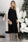 Rochie din stofa elastica neagra midi in clos cu brosa florala si buzunare laterale 3 - StarShinerS.ro