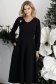 Rochie din stofa elastica neagra midi in clos cu brosa florala si buzunare laterale 1 - StarShinerS.ro