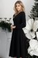 Rochie din stofa elastica neagra midi in clos cu brosa florala si buzunare laterale 2 - StarShinerS.ro