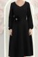 Rochie din stofa elastica neagra midi in clos cu brosa in forma de floare cu buzunare 5 - StarShinerS.ro