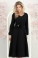 Rochie din stofa elastica neagra midi in clos cu brosa in forma de floare cu buzunare 1 - StarShinerS.ro