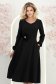Rochie din stofa elastica neagra midi in clos cu brosa in forma de floare cu buzunare 3 - StarShinerS.ro