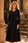 Rochie din stofa elastica neagra midi in clos cu brosa in forma de floare cu buzunare 1 - StarShinerS.ro