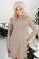 Rochie din tricot fin bej scurta cu un croi drept si fundita frontala din aplicatii stralucitoare 1 - StarShinerS.ro