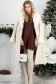 Bluza din tricot fin maro cu maneci trei-sferturi si croi larg cu insertii de blana ecologica 3 - StarShinerS.ro
