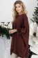 Bluza din tricot fin maro cu maneci trei-sferturi si croi larg cu insertii de blana ecologica 2 - StarShinerS.ro