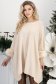 Bluza din tricot fin crem cu maneci trei-sferturi si croi larg cu insertii de blana ecologica 1 - StarShinerS.ro