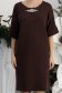 Rochie din tricot fin maro pana la genunchi cu croi larg si accesoriu cu pietre strass 5 - StarShinerS.ro