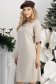 Rochie din tricot fin crem gri pana la genunchi cu croi larg si accesoriu cu pietre strass 2 - StarShinerS.ro
