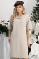 Rochie din tricot fin crem gri pana la genunchi cu croi larg si accesoriu cu pietre strass 1 - StarShinerS.ro