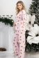 Pijama pufoasa din viscoza roz imprimata festiv cu un croi larg si elastic in talie 2 - StarShinerS.ro