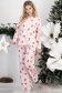 Pijama pufoasa din viscoza roz imprimata festiv cu un croi larg si elastic in talie 1 - StarShinerS.ro