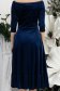 Rochie din catifea bleumarin midi in clos cu aplicatii stralucitoare laterale- StarShinerS 6 - StarShinerS.ro