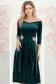 Rochie din catifea verde midi in clos cu aplicatii stralucitoare laterale- StarShinerS 1 - StarShinerS.ro