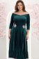 Rochie din catifea verde midi in clos cu aplicatii stralucitoare laterale- StarShinerS 1 - StarShinerS.ro