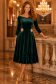 Rochie din catifea verde midi in clos cu aplicatii stralucitoare laterale- StarShinerS 1 - StarShinerS.ro