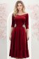 Rochie din catifea visinie midi in clos cu aplicatii stralucitoare laterale- StarShinerS 1 - StarShinerS.ro