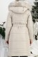 Geaca din fas crem cambrata lunga cu gluga imblanita si cordon detasabil 5 - StarShinerS.ro