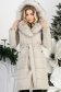 Geaca din fas crem cambrata lunga cu gluga imblanita si cordon detasabil 3 - StarShinerS.ro