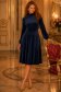 Rochie din catifea bleumarin până la genunchi in clos cu elastic in talie - StarShinerS 2 - StarShinerS.ro