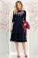 Rochie bleumarin din tricot fin midi in clos cu broderie florala 3 - StarShinerS.ro