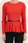 Bluza rosie din material elastic mulata cu accesoriu tip curea si peplum 5 - StarShinerS.ro