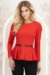 Bluza rosie din material elastic mulata cu accesoriu tip curea si peplum 1 - StarShinerS.ro
