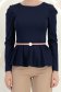 Bluza bleumarin din material elastic mulata cu accesoriu tip curea si peplum 6 - StarShinerS.ro