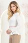Bluza alba din material elastic mulata cu accesoriu tip curea si peplum 3 - StarShinerS.ro