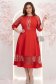 Rochie din stofa rosie midi in clos cu aplicatii de dantela - StarShinerS 1 - StarShinerS.ro