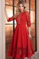 Rochie din stofa rosie midi in clos cu aplicatii de dantela - StarShinerS 1 - StarShinerS.ro