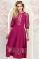 Rochie din stofa zmeura midi in clos cu aplicatii de dantela - StarShinerS 2 - StarShinerS.ro