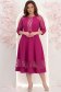 Rochie din stofa zmeura midi in clos cu aplicatii de dantela - StarShinerS 2 - StarShinerS.ro