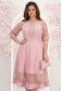 Rochie din stofa roz pudra midi in clos cu aplicatii de dantela - StarShinerS 1 - StarShinerS.ro