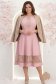 Rochie din stofa roz pudra midi in clos cu aplicatii de dantela - StarShinerS 2 - StarShinerS.ro