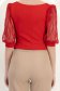 Bluza din crep rosie mulata cu maneci trei-sferturi din dantela - StarShinerS 6 - StarShinerS.ro