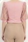 Bluza din crep roz pudra mulata cu maneci trei-sferturi din dantela - StarShinerS 6 - StarShinerS.ro