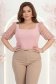 Bluza din crep roz pudra mulata cu maneci trei-sferturi din dantela - StarShinerS 1 - StarShinerS.ro