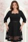 Rochie din stofa neagra scurta in clos cu insertie de dantela si curea - StarShinerS 1 - StarShinerS.ro