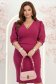 Rochie din jersey zmeura midi tip creion cu maneci bufante- StarShinerS 2 - StarShinerS.ro