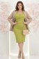 Rochie din jersey verde-deschis midi tip creion cu maneci bufante- StarShinerS 3 - StarShinerS.ro