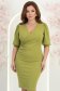 Rochie din jersey verde-deschis midi tip creion cu maneci bufante- StarShinerS 1 - StarShinerS.ro