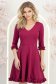 Rochie din jersey zmeura scurta in clos cu volanase la maneca - StarShinerS 2 - StarShinerS.ro