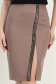 Fusta din stofa mocha până la genunchi tip creion cu banda decorativa cu tinte - StarShinerS 5 - StarShinerS.ro