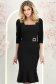 Rochie din stofa neagra midi tip creion cu umeri bufanti si accesoriu in talie 3 - StarShinerS.ro